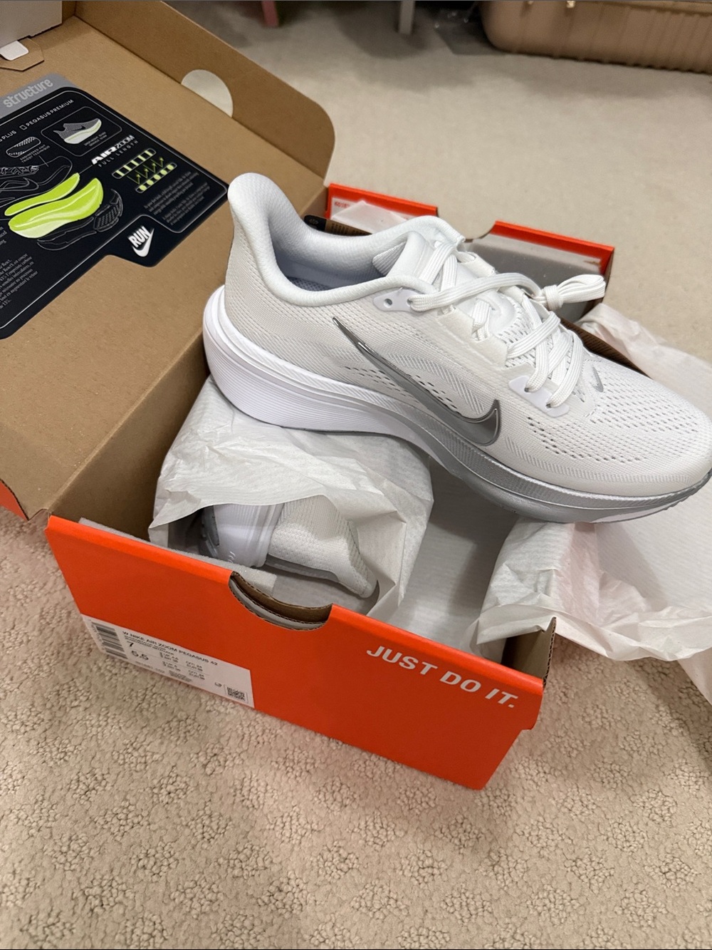 Nike Kids White and Silver Running Sneakers